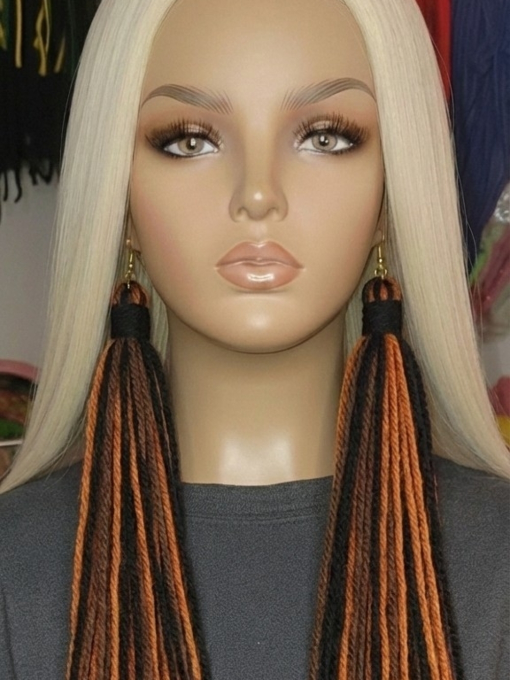 Dark Roux Yarn Earrings